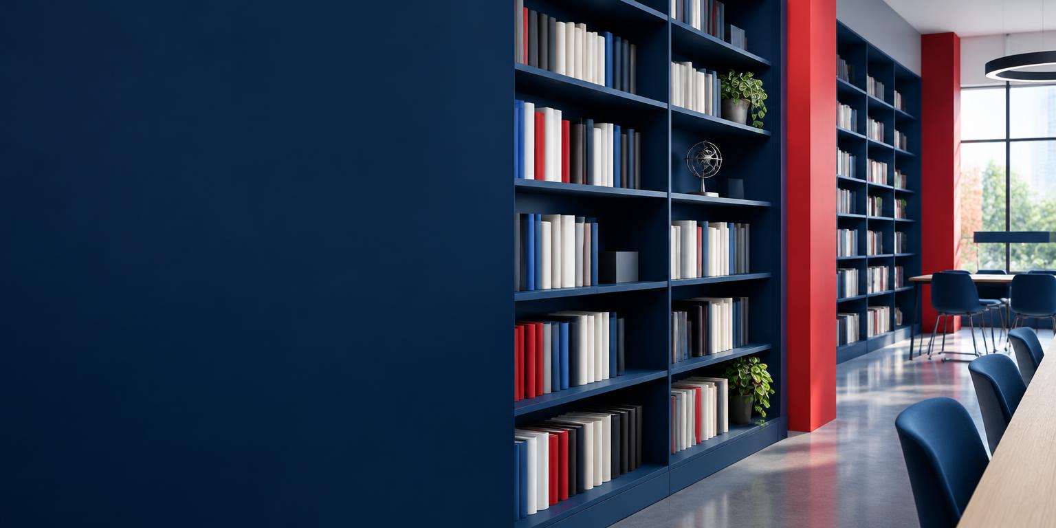 Technology library bookshelves